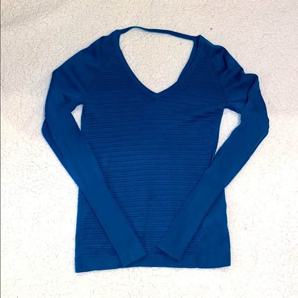 Calia Teal Adjustable Open Back V-Neck Pullover - Picture 1 of 3